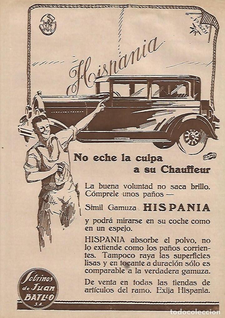 Collezionismo: A&Ntilde;O 1928 RECORTE PRENSA PUBLICIDAD SIMIL GAMUZA HISPANIA SOBRINOS DE JUAN BATLLO