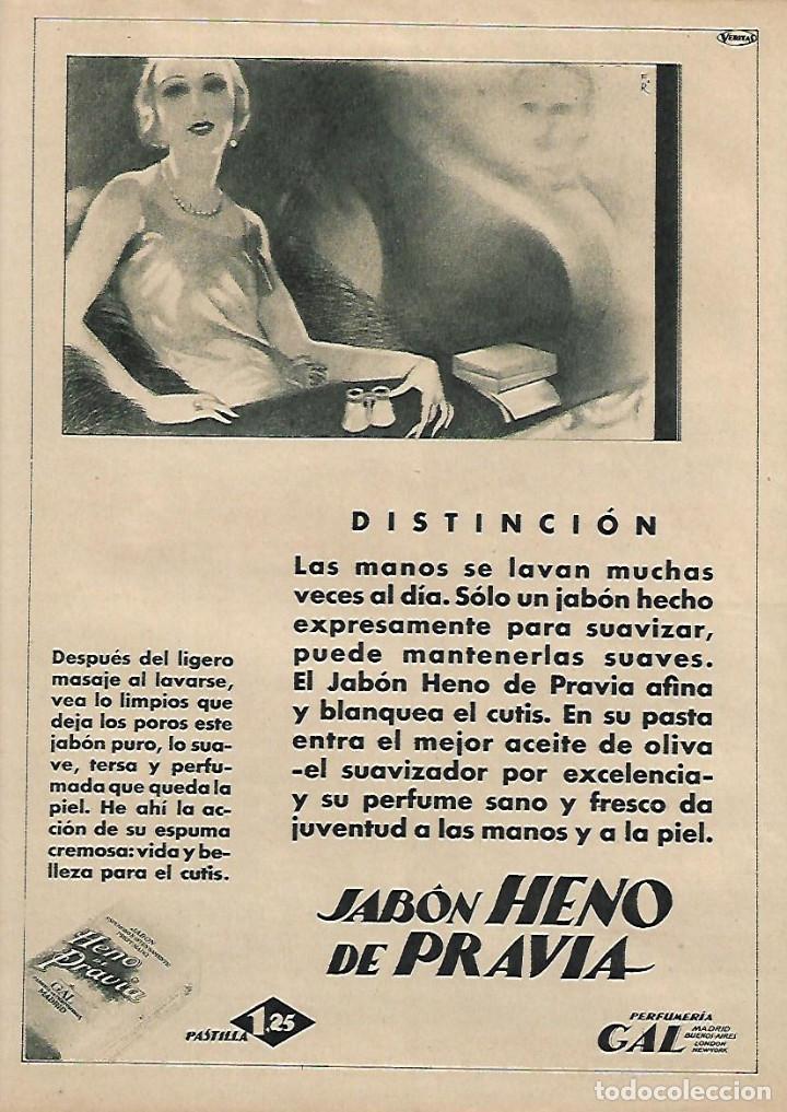 Collectionnisme: A&Ntilde;O 1930 RECORTE PRENSA PUBLICIDAD PASTILLA DE JABON HENO DE PRAVIA PERFUMERIA GAL