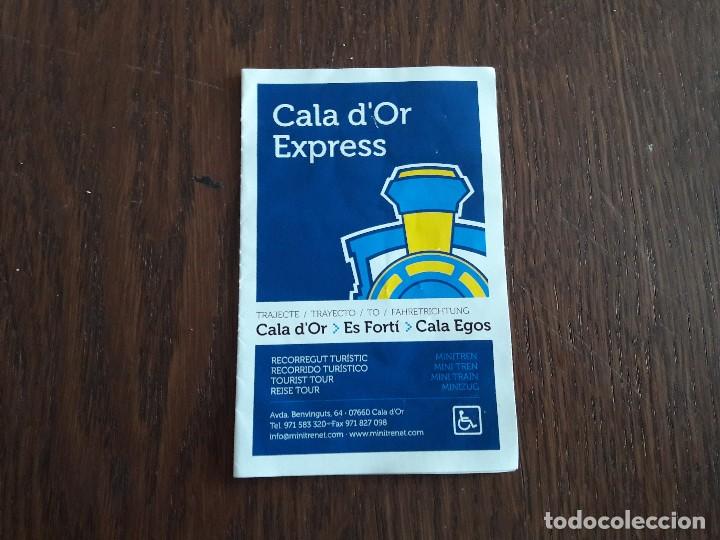Coleccionismo: folleto publicitario tren tur&iacute;stico mini trenet Cala D'Or express, con horarios y recorrido