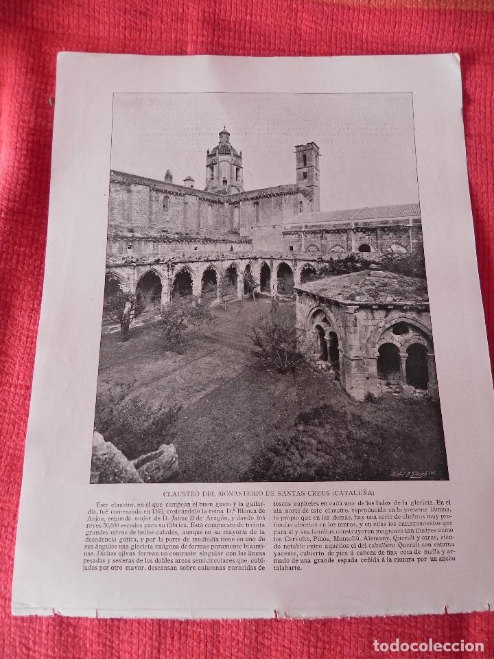 Coleccionismo: CLAUSTRO DEL MONASTERIO DE SANTAS CREUS. TARRAGONA. ANTIGUA L&Aacute;MINA. 1898@
