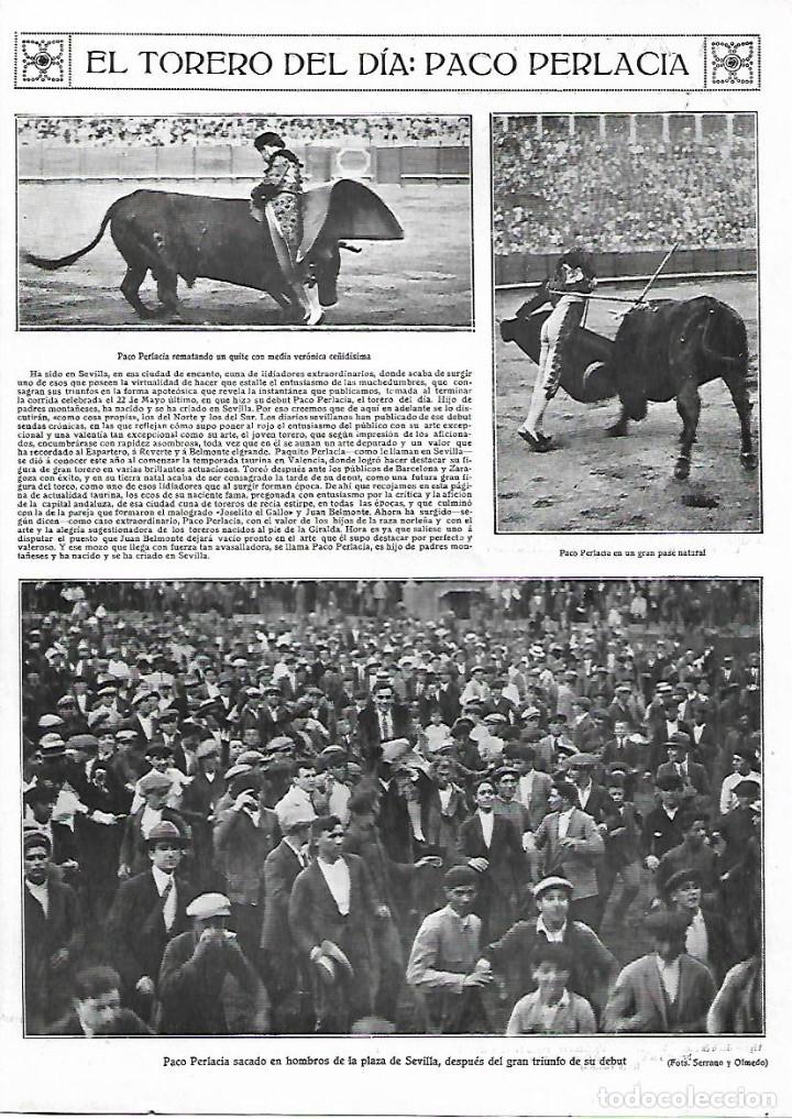 Collectionnisme: A&Ntilde;O 1927 RECORTE PRENSA TOROS TOREO EXITO DEL TORERO PACO PERLACIA SALE A HOMBROS PLAZA DE SEVILLA