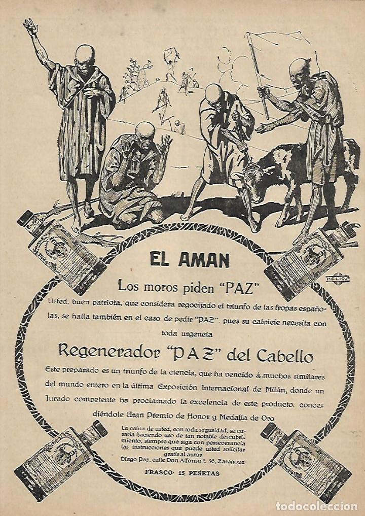 Collecting paper: A&Ntilde;O 1922 RECORTE PRENSA PUBLICIDAD REGENERADOR PAZ DEL CABELLO DIEGO PAZ ZARAGOZA