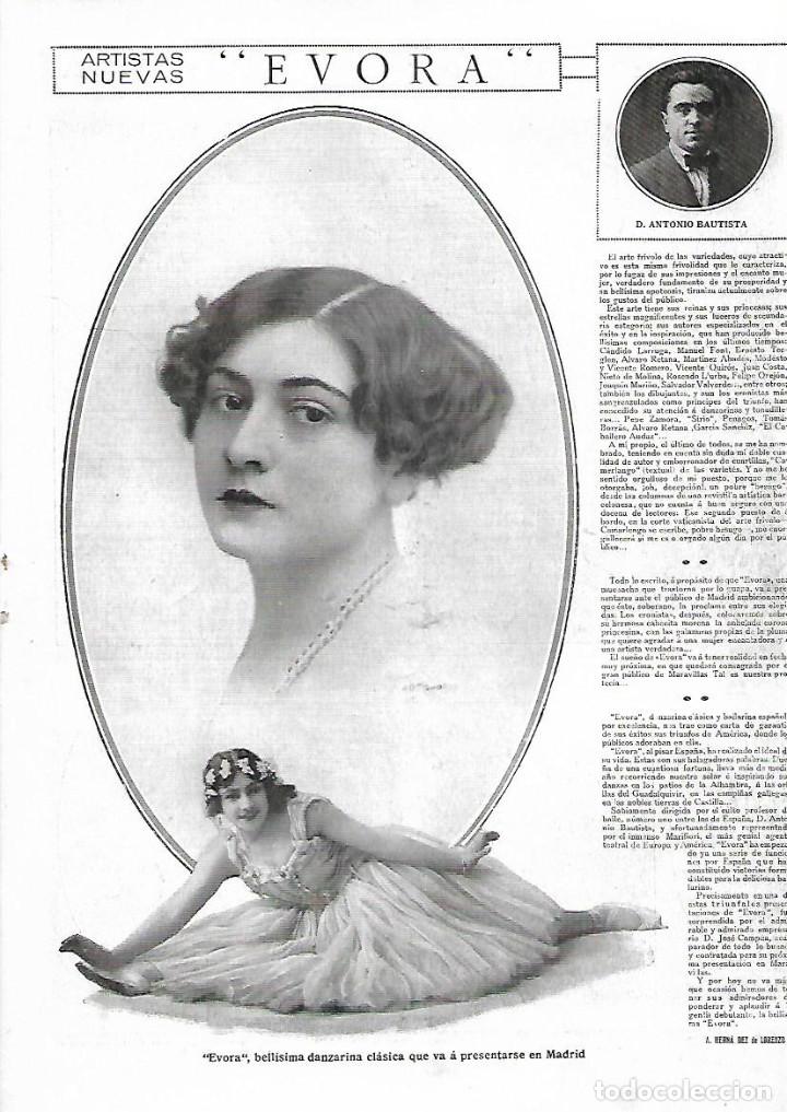 Collectionnisme: A&Ntilde;O 1922 RECORTE PRENSA EVORA NUEVA ARTISTA DANZARINA BAILARINA TEATRO VARIETES