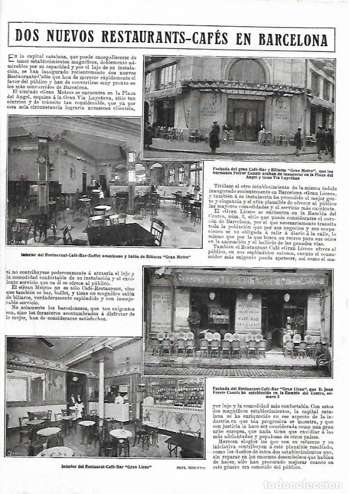 Collecting paper: A&Ntilde;O 1922 RECORTE PRENSA NUEVO RESTAURANTE CAFE BAR BILLAR GRAN METRO GRAN LICEO BARCELONA