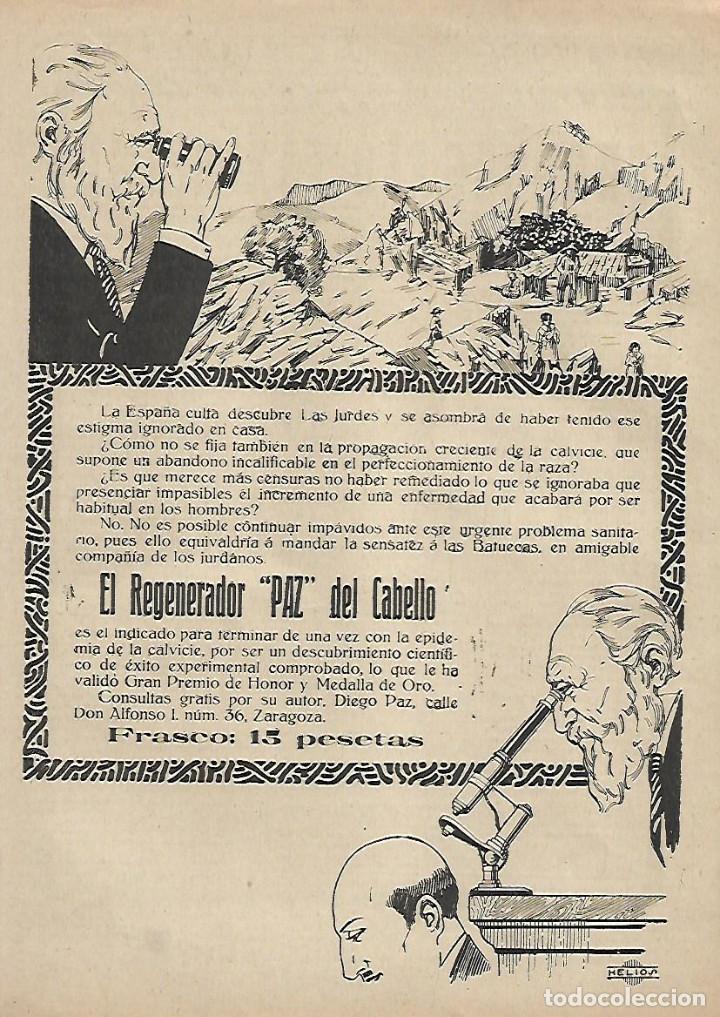 Coleccionismo: A&Ntilde;O 1922 RECORTE PRENSA PUBLICIDAD REGENERADOR PAZ DEL CABELLO DIEGO PAZ ZARAGOZA