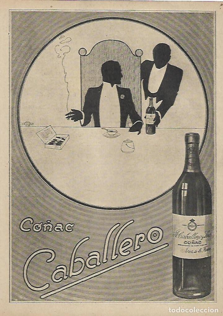 Coleccionismo: A&Ntilde;O 1922 RECORTE PRENSA PUBLICIDAD BEBIDAS CO&Ntilde;AC CABALLERO