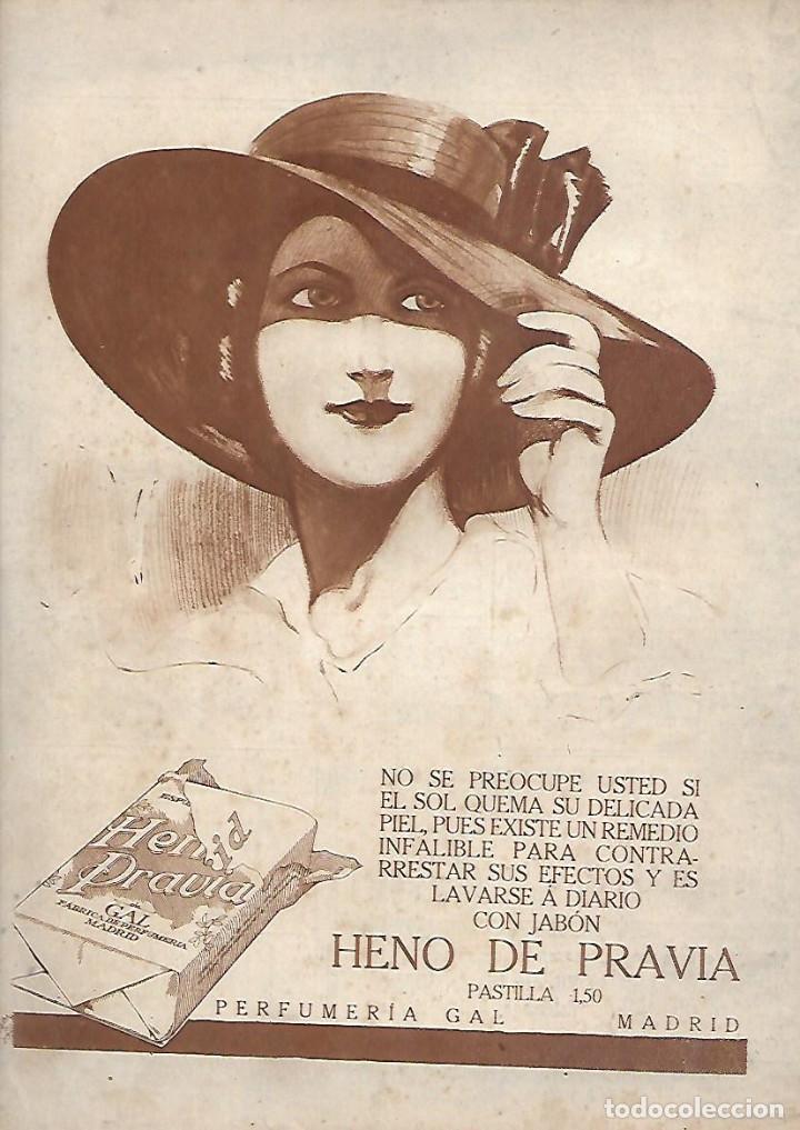 Collectionnisme: A&Ntilde;O 1922 RECORTE PRENSA PUBLICIDAD PASTILLA DE JABON HENO DE PRAVIA PERFUMERIA GAL MADRID
