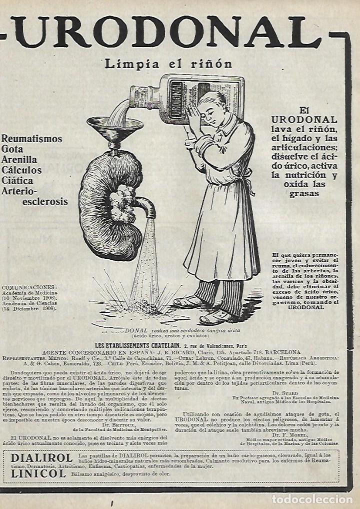 Collecting paper: A&Ntilde;O 1921 RECORTE PRENSA PUBLICIDAD URODONAL LIMPIA EL RI&Ntilde;ON
