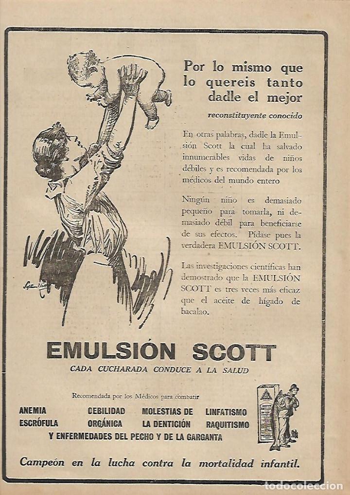 Collectionnisme: A&Ntilde;O 1923 RECORTE PRENSA PUBLICIDAD EMULSION SCOTT RECONSTITUYENTE ACEITE HIGADO DE BACALAO