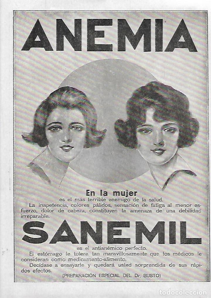 Collectionnisme: A&Ntilde;O 1923 RECORTE PRENSA PUBLICIDAD SANEMIL ANTIANEMICO ANEMIA RECONSTITUYENTE