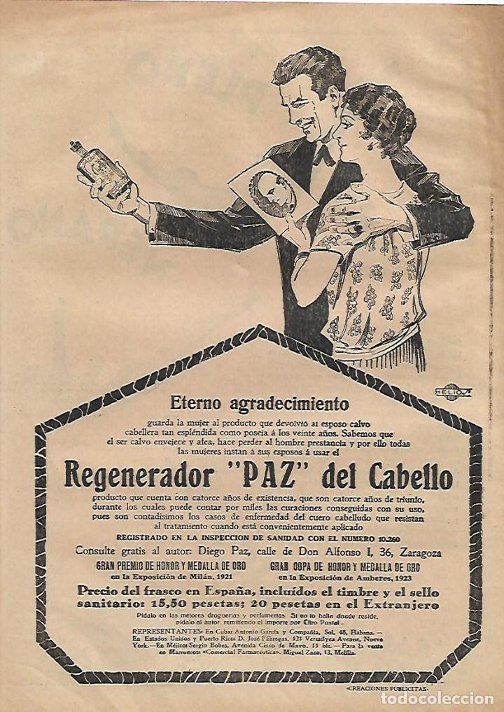 Collectionnisme: A&Ntilde;O 1929 RECORTE PRENSA PUBLICIDAD REGENERADOR PAZ DEL CABELLO DIEGO PAZ ZARAGOZA
