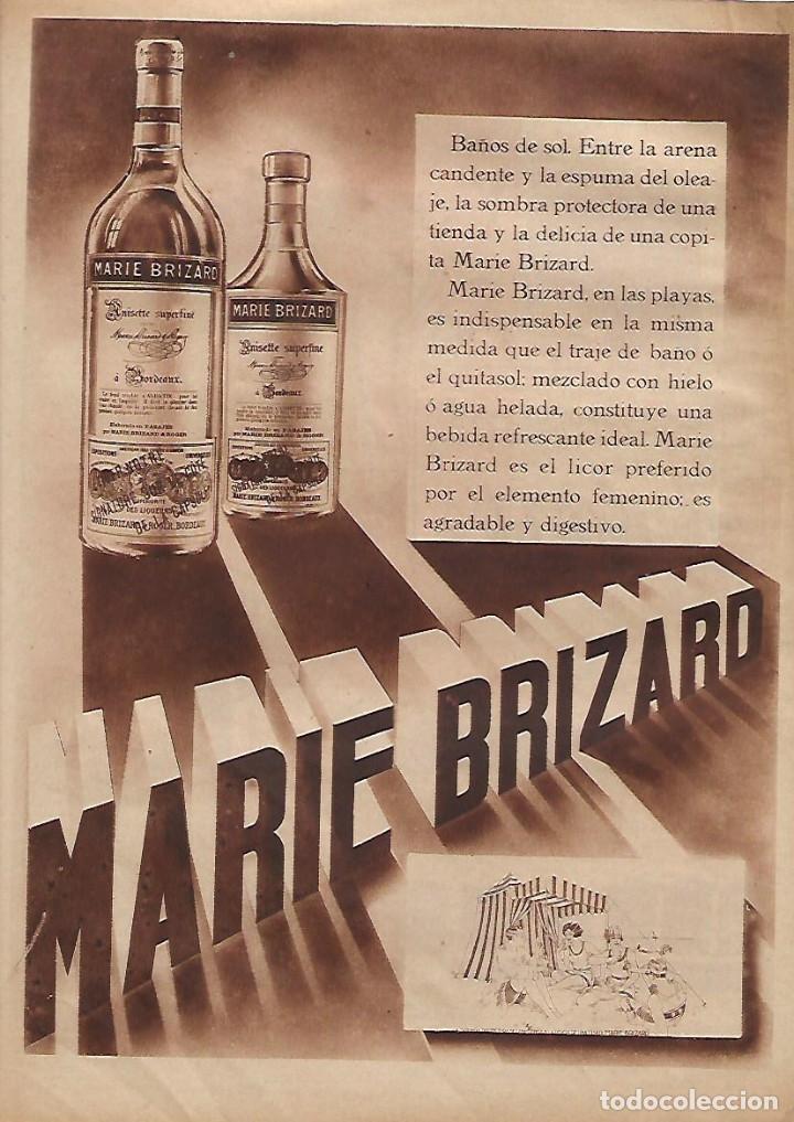 Collectionnisme: A&Ntilde;O 1929 RECORTE PRENSA PUBLICIDAD BEBIDAS MARIE BRIZARD ANIS LICOR