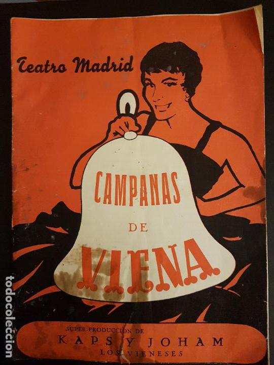 Coleccionismo: PROGRAMA TEATRAL CAMPANAS DE VIENA TEATRO MADRID - Foto 1