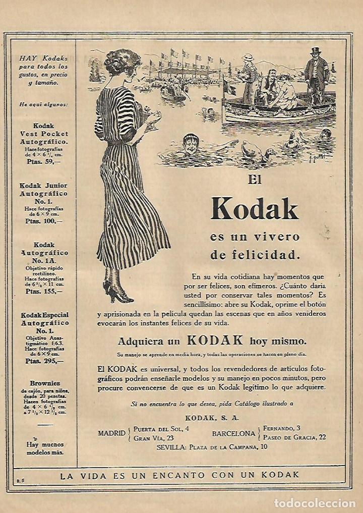 Collezionismo: A&Ntilde;O 1923 RECORTE PRENSA PUBLICIDAD CAMARA FOTOGRAFIA KODAK