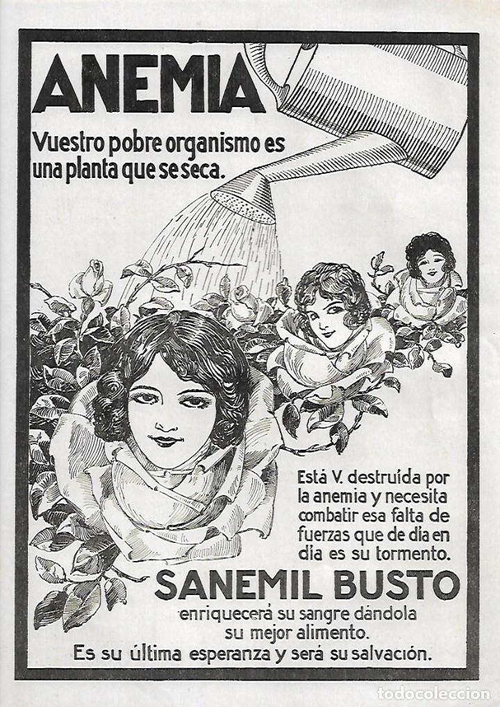 Collecting paper: A&Ntilde;O 1923 RECORTE PRENSA PUBLICIDAD SANEMIL BUSTO ANTIANEMICO ANEMIA RECONSTITUYENTE