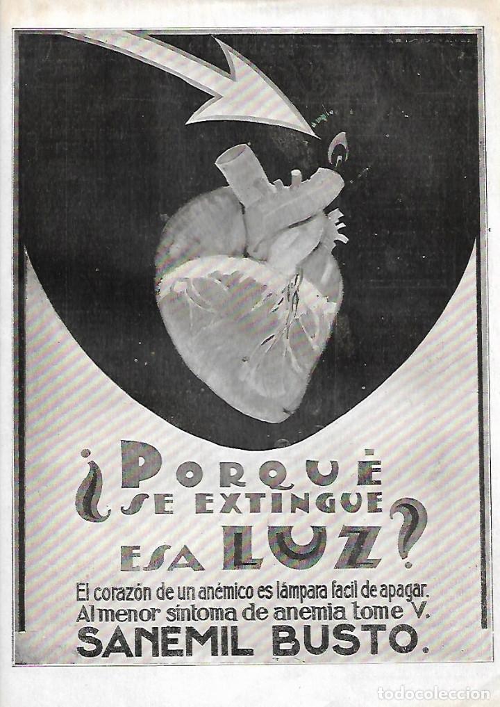 Collezionismo: A&Ntilde;O 1923 RECORTE PRENSA PUBLICIDAD SANEMIL BUSTO ANTIANEMICO ANEMIA RECONSTITUYENTE