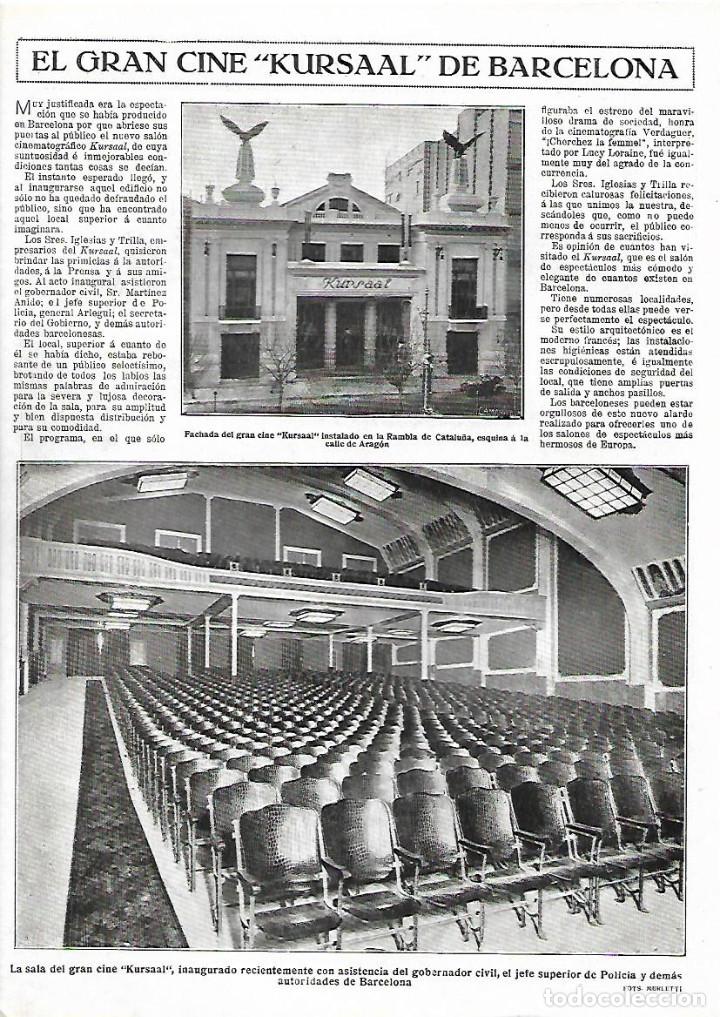 Collezionismo: A&Ntilde;O 1922 RECORTE PRENSA EL GRAN CINE KURSAAL DE BARCELONA