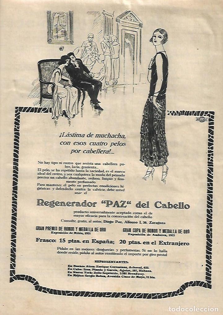 Collectionnisme: A&Ntilde;O 1925 RECORTE PRENSA PUBLICIDAD REGENERADOR PAZ DEL CABELLO DIEGO PAZ ZARAGOZA