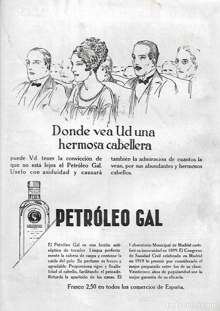 Collecting paper: A&Ntilde;O 1923 RECORTE PRENSA PUBLICIDAD PETROLEO GAL PARA CABELLO PERFUMERIA GAL