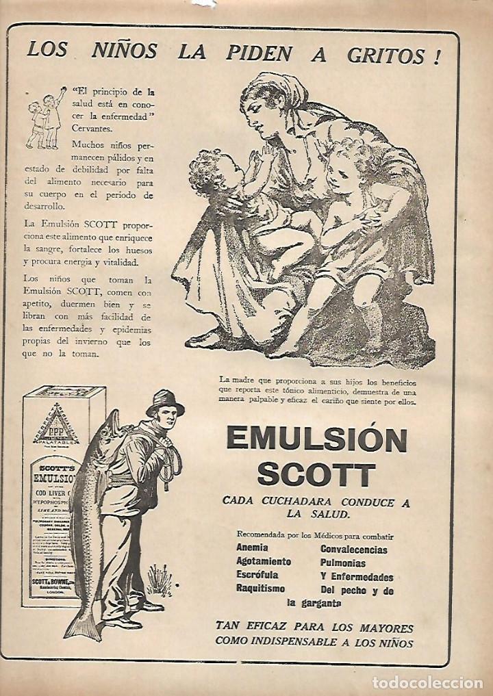 Collectionnisme: A&Ntilde;O 1923 RECORTE PRENSA PUBLICIDAD EMULSION SCOTT RECONSTITUYENTE ACEITE HIGADO DE BACALAO