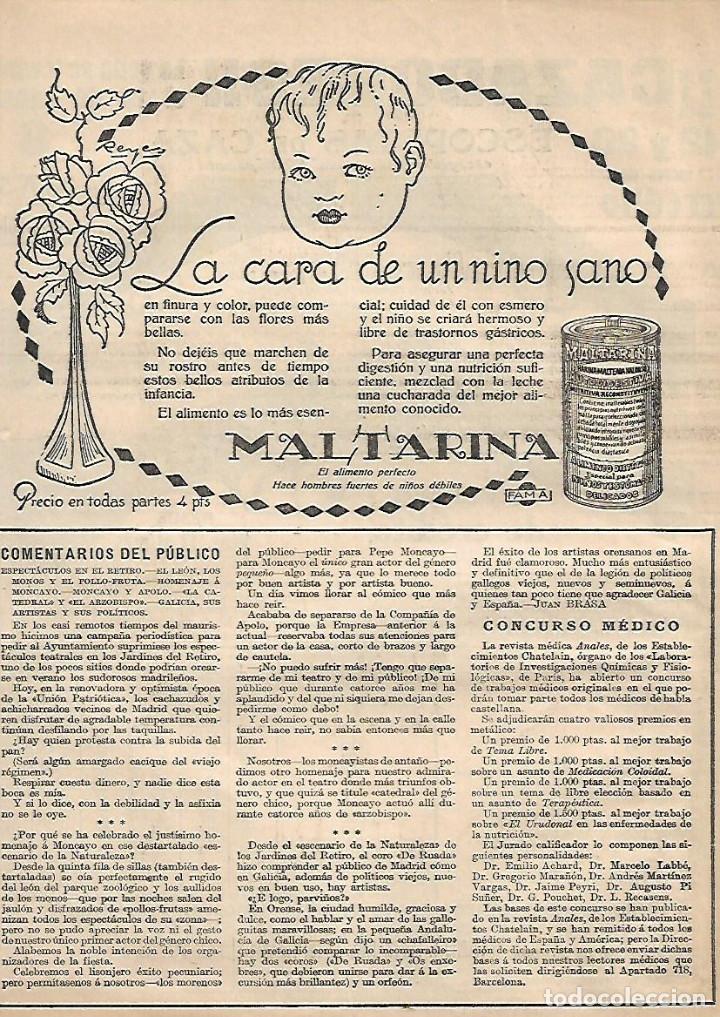 Collezionismo: A&Ntilde;O 1924 RECORTE PRENSA PUBLICIDAD MALTARINA HARINA LACTEADA ALIMENTO DIETETICO