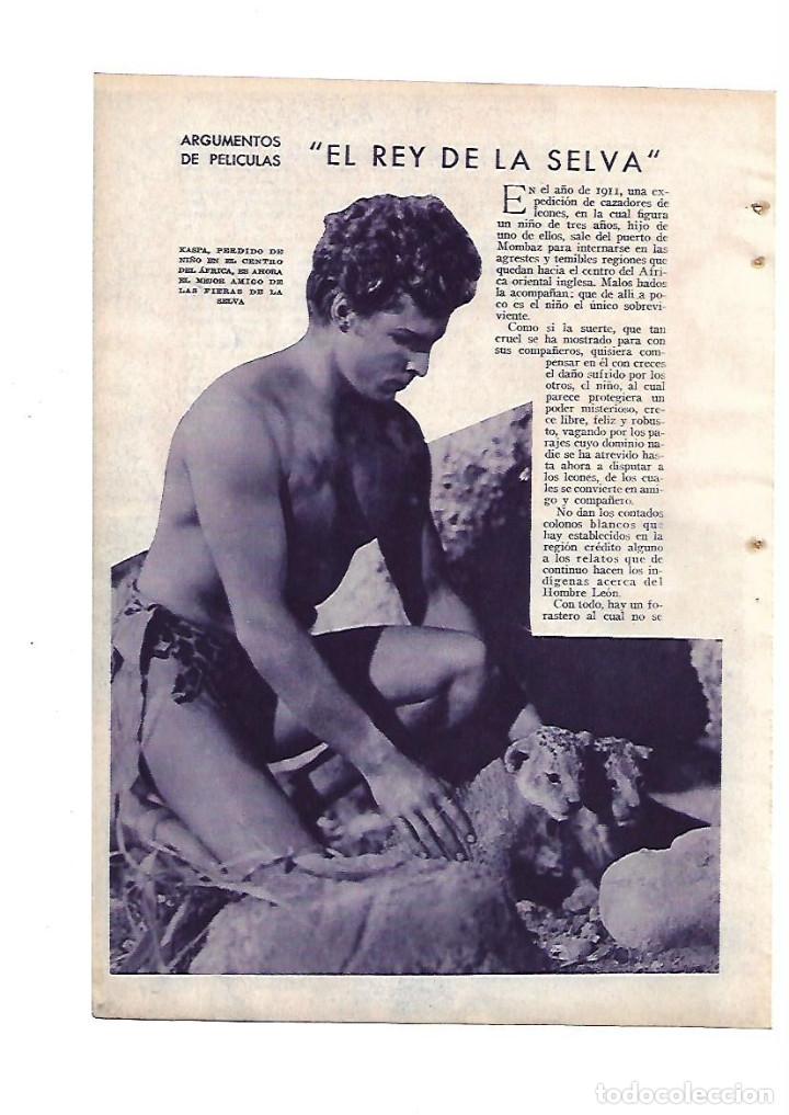 Collectionnisme: A&Ntilde;O 1933 RECORTE PRENSA CINE ARGUMENTO PELICULA EL REY DE LA SELVA TARZAN BUSTER CRABBE KRABBE