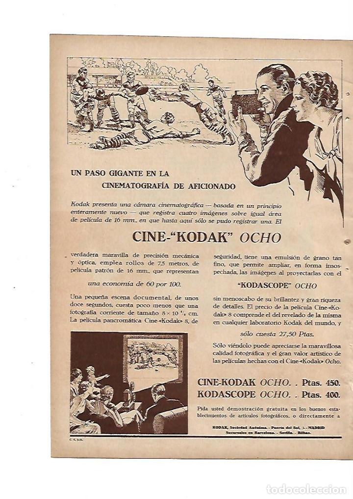 Collectionnisme: A&Ntilde;O 1933 RECORTE PRENSA PUBLICIDAD CINE KODAK OCHO KODASCOPE CAMARA CINEMATOGRAFICA