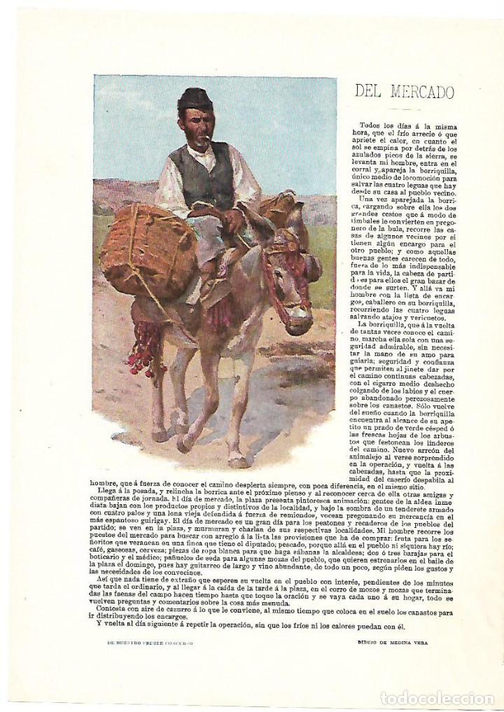 Collezionismo: A&Ntilde;O 1900 RECORTE PRENSA RELATO CORTO DEL MERCADO DIBUJO MEDINA VERA ILUSTRACION