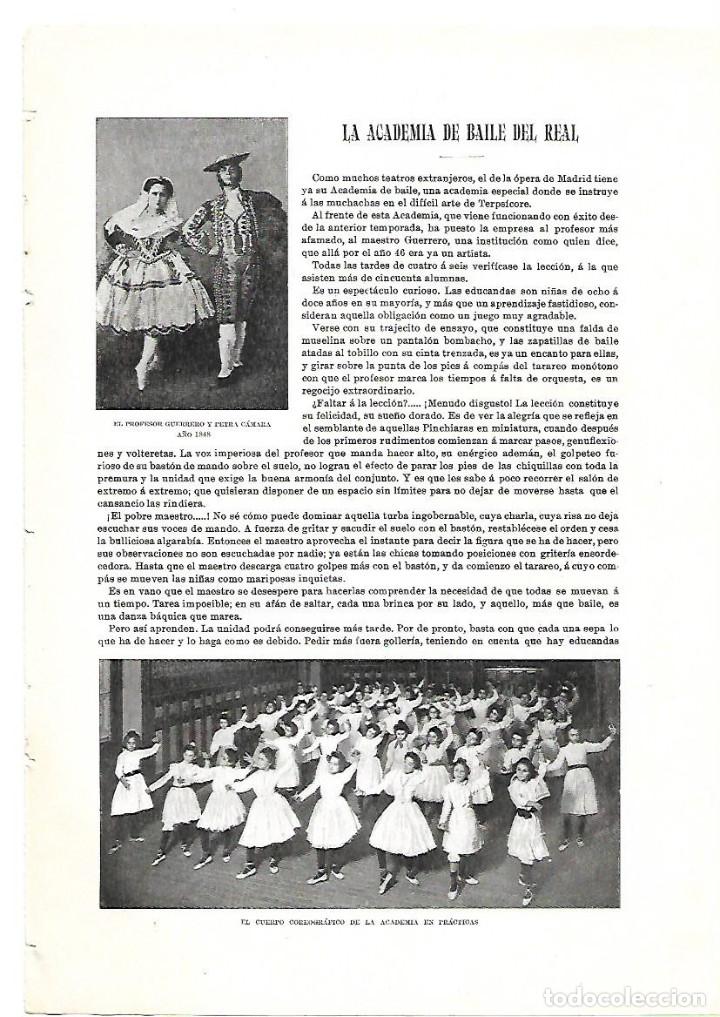 Collecting paper: A&Ntilde;O 1900 RECORTE PRENSA LA ACADEMIA DE BAILE DEL TEATRO REAL OPERA DE MADRID