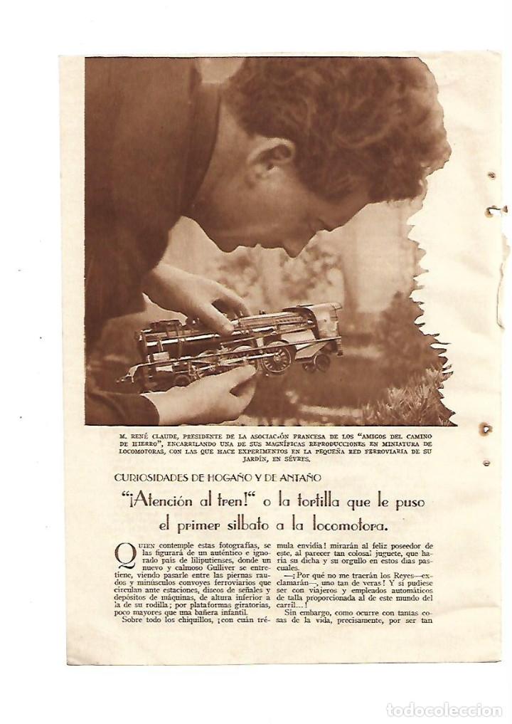 Collecting paper: A&Ntilde;O 1936 RECORTE PRENSA JUGUETES TREN EN MINIATURA MAQUETA RENE CLAUDE LOCOMOTORA
