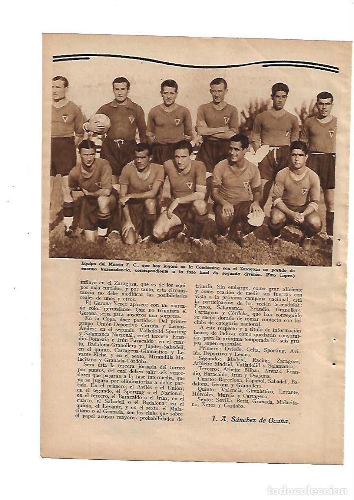 Collecting paper: A&Ntilde;O 1936 RECORTE PRENSA DEPORTES EQUIPO DEL MURCIA FUTBOL CLUB