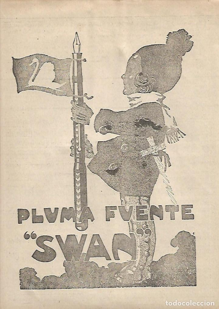 Colecionismo: A&Ntilde;O 1922 RECORTE PRENSA PUBLICIDAD PLUMA FUENTE SWAN