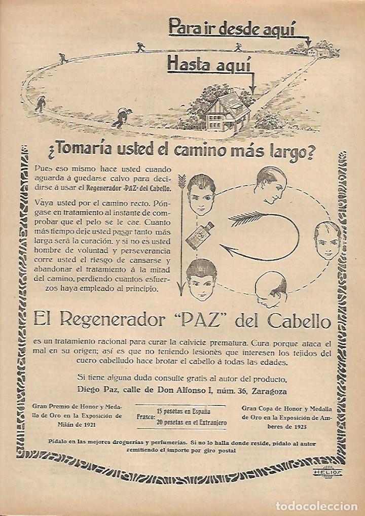 Sammelleidenschaft Papier: A&Ntilde;O 1924 RECORTE PRENSA PUBLICIDAD REGENERADOR PAZ DEL CABELLO DIEGO PAZ ZARAGOZA