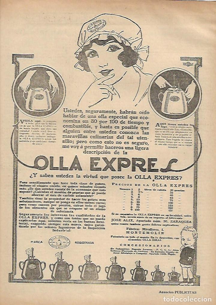 Collectionnisme: A&Ntilde;O 1924 RECORTE PRENSA PUBLICIDAD OLLA EXPRES BATERIA DE COCINA