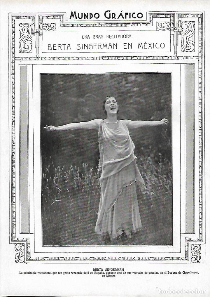 Collectionnisme: A&Ntilde;O 1927 RECORTE PRENSA BERTA SINGERMAN EN MEXICO RECITADORA RECITAL DE POESIA