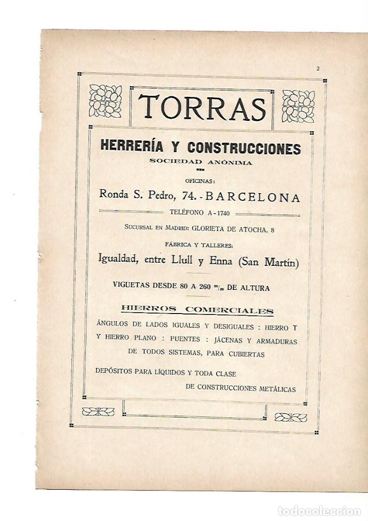 Collecting paper: A&Ntilde;O 1919 PUBLICIDAD TORRAS HERRERIA Y CONSTRUCCIONES BCNA TREN ESTACION DEL NORTE TARRAGONA