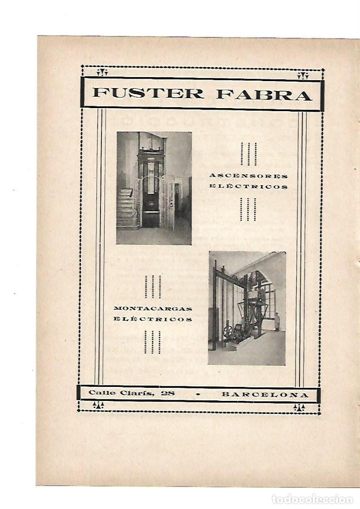 Collecting paper: A&Ntilde;O 1919 PUBLICIDAD ANUNCIO FUSTER FABRA ASCENSORES MONTACARGAS ELECTRICOS CALLE CLARIS BCNA