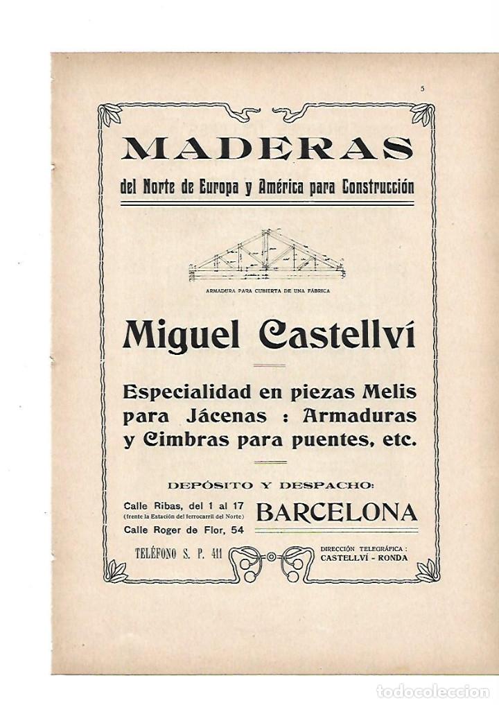 Collezionismo: A&Ntilde;O 1919 RECORTE PRENSA PUBLICIDAD ANUNCIO MIGUEL CASTELLVI MADERA PIEZAS MELIS PARA JACENAS BCNA