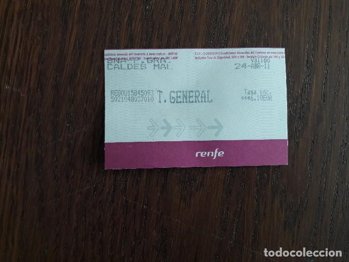 Coleccionismo: ticket billete de tren renfe Barcelona-Caldes a&ntilde;o 2011