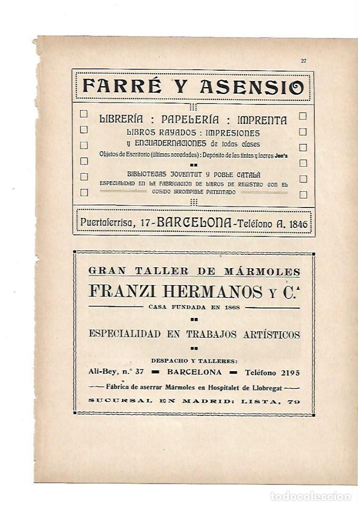Collectionnisme: A&Ntilde;O 1919 PUBLICIDAD LIBRERIA PAPELERIA FARRE ASENSIO TALLER MARMOLES FRANZI HERMANOS