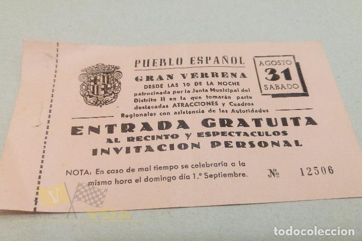 Coleccionismo: Entrada al Pueblo Espa&ntilde;ol - Verbena del 31 de Agosto - A&ntilde;os 60