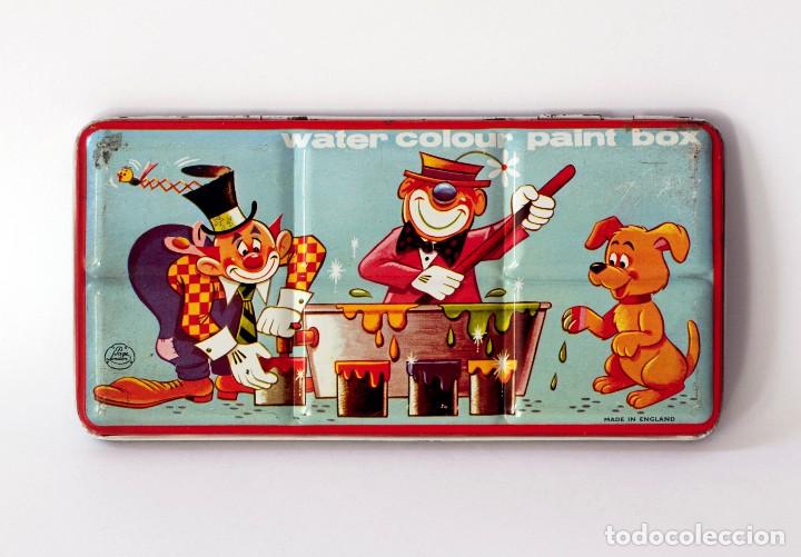 Colecionismo: Antigua caja de metal litografiado. Water colour paint box. Marca Page London, Made in England.