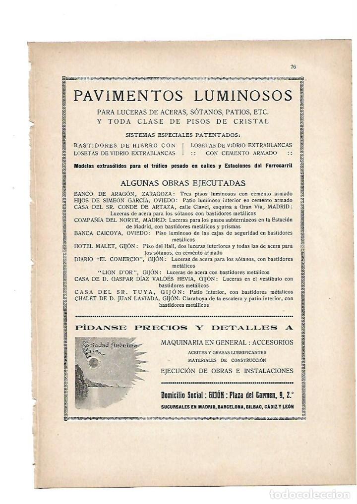 Collectionnisme: A&Ntilde;O 1919 PUBLICIDAD PAVIMENTOS LUMINOSOS ECLIPSE SOCIEDAD ANONIMA GIJON PISOS DE CRISTAL ACERAS