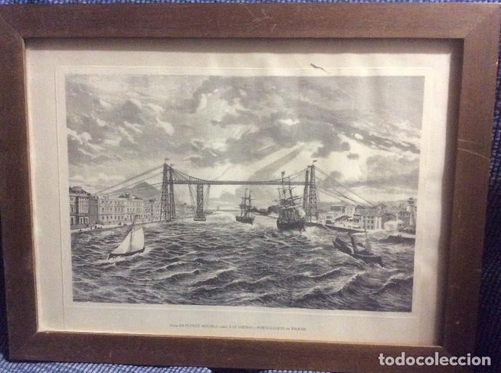 Coleccionismo: Vista del PUENTE MOVIBLE ENTRE LAS ARENAS Y PORTUGALETE EN BILBAO colgante