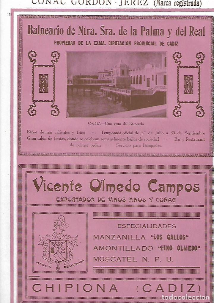 Collectionnisme: A&Ntilde;O 1927 PUBLICIDAD CADIZ BALNEARIO NUESTRA SE&Ntilde;ORA DE LA PALMA Y DEL REAL BA&Ntilde;OS