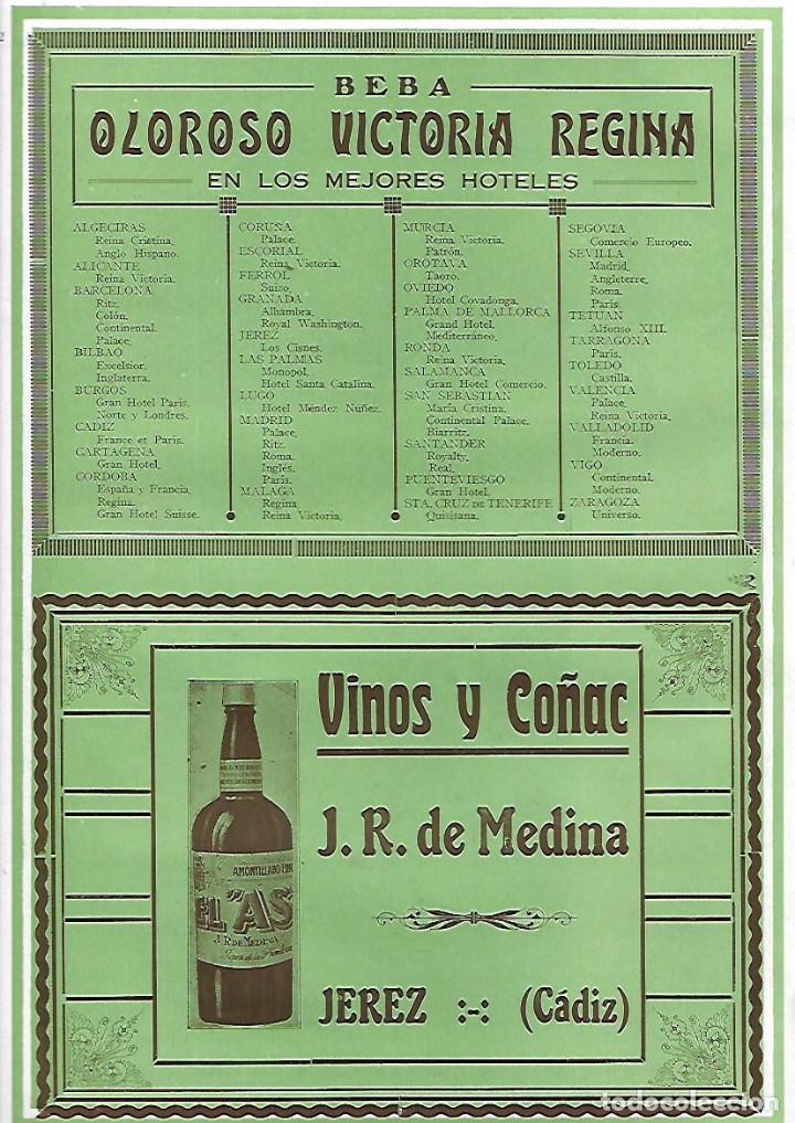 Coleccionismo: A&Ntilde;O 1927 PUBLICIDAD BEBIDAS OLOROSO VISTORIA REGINA VINO CO&Ntilde;AC AMONTILLADO EL AS J R DE MEDINA JEREZ