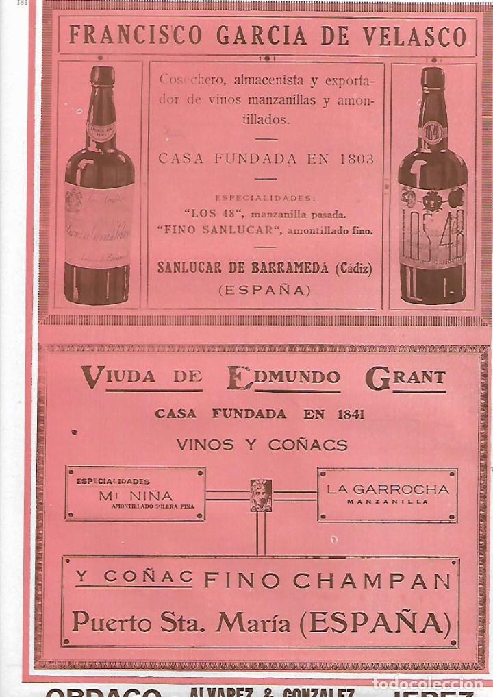 Coleccionismo: A&Ntilde;O 1927 PUBLICIDAD BEBIDAS FRANCISCO GARCIA DE VELASCO VINO FINO SANLUCAR DE BARRAMEDA CADIZ LOS 48