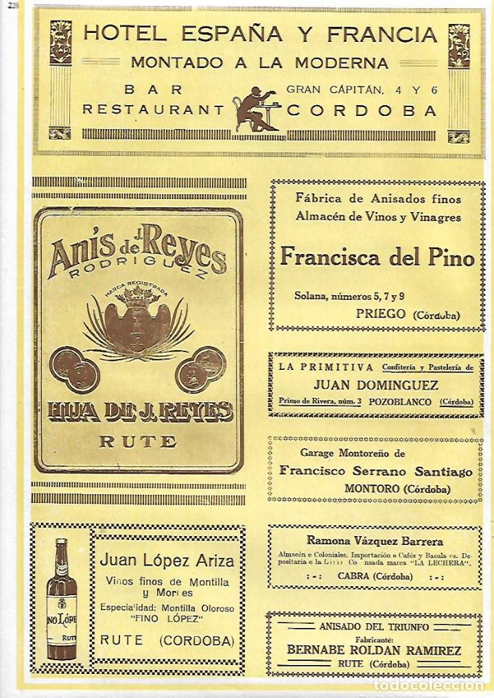 Coleccionismo: A&Ntilde;O 1927 PUBLICIDAD ANIS DE REYES RUTE FOTOGRAFIA CORDOBA AVENIDA DEL GRAN CAPITAN PUERTA DEL PUENTE