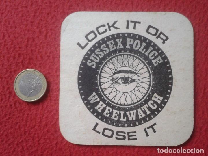 Colecionismo: POSAVASOS COASTER BEER MAT CERVEZA ? OJO OJOS EYE EYES SUSSEX POLICE WHEELWATCH HERVEYS OF LEWES PUB