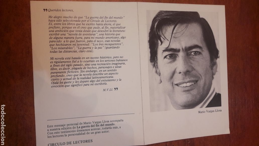Coleccionismo: 1983 Mario Vargas Llosa Lima Peru - Foto 1